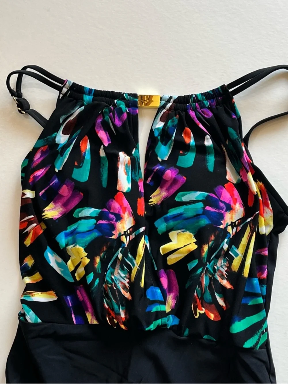 Aquagreen Women's High Neck Over Shoulder Keyhole One Piece Swimsuit Medium